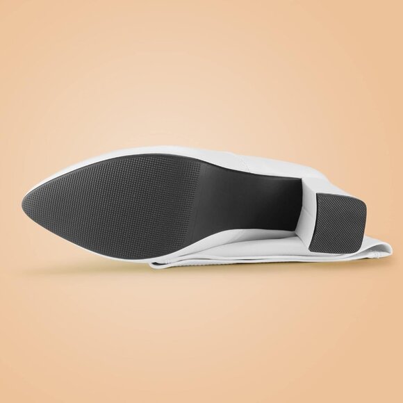 Women's White-pu Polyurethane High Pointy-toe High-heel Over The Knee Boots - Picture 5 of 5